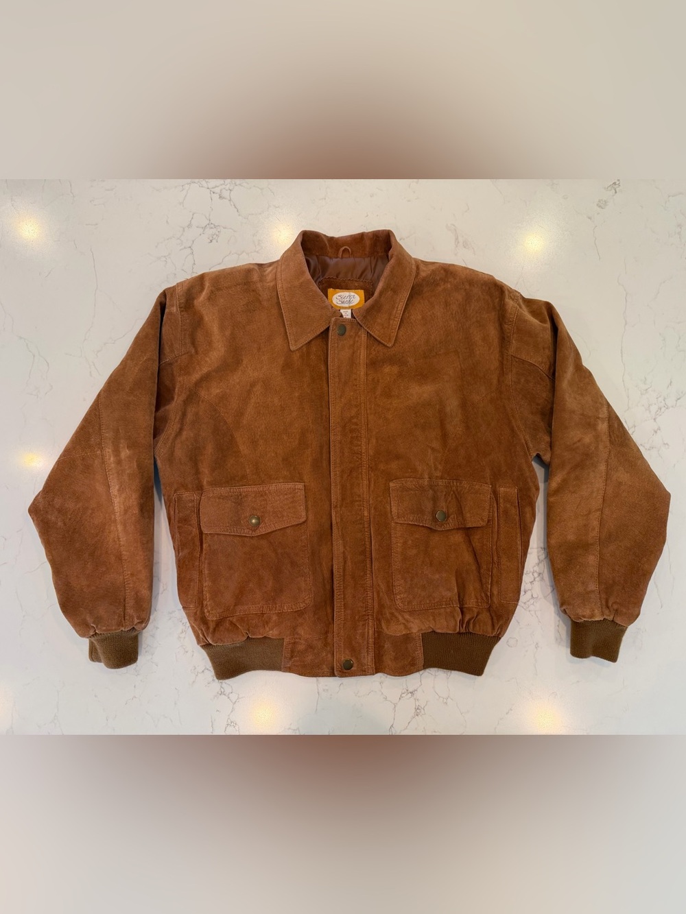 Serra Brown Suede Leather Bomber Jacket